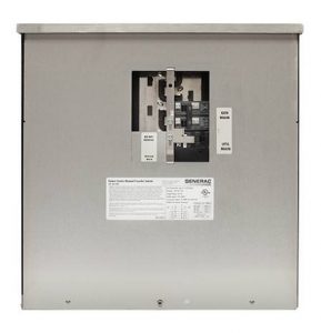 A Whole House 200A Utility / 50A Generator Manual Transfer Switch with a switch on it.